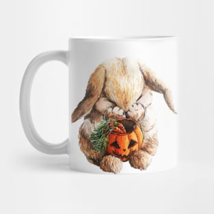 Cute Halloween Bunny with pumpkin basket Mug